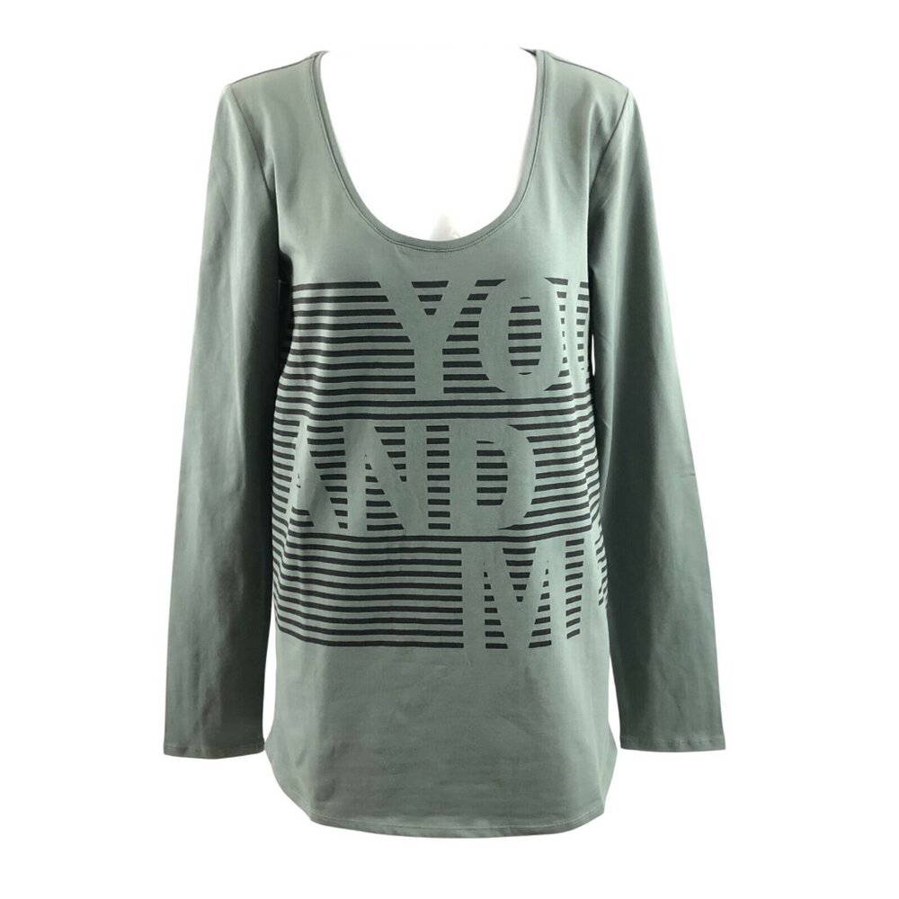 Noppies Womens Maternity Top T Shirt You and Me Scoop Neck Long Sleeve Green L